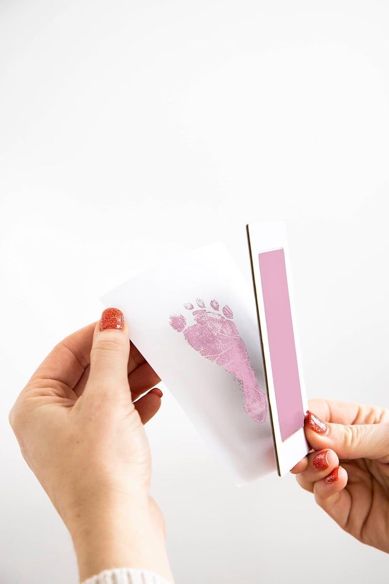 Tiny Ideas Baby Prints Collage Keepsake Frame With Included Ink Pad, Newborn Handprint And Footprint Nursery Decor, So Little So Loved, Pink/White - Image 4